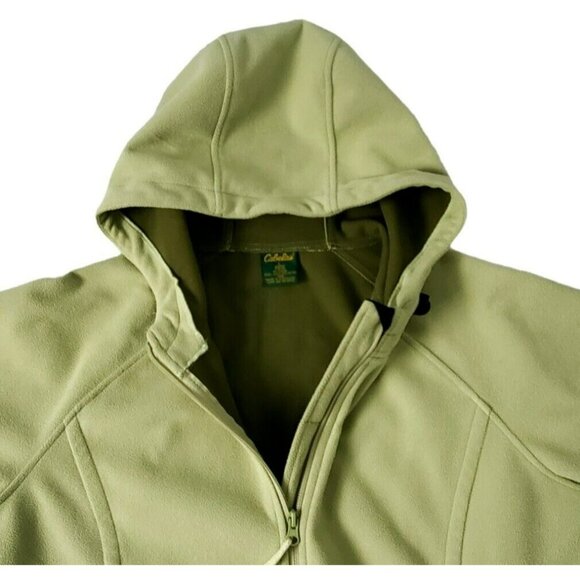 Cabela's Thick Lined Fleece Hooded Jacket Heavyweight Green Full Zip Women's L - Picture 2 of 8